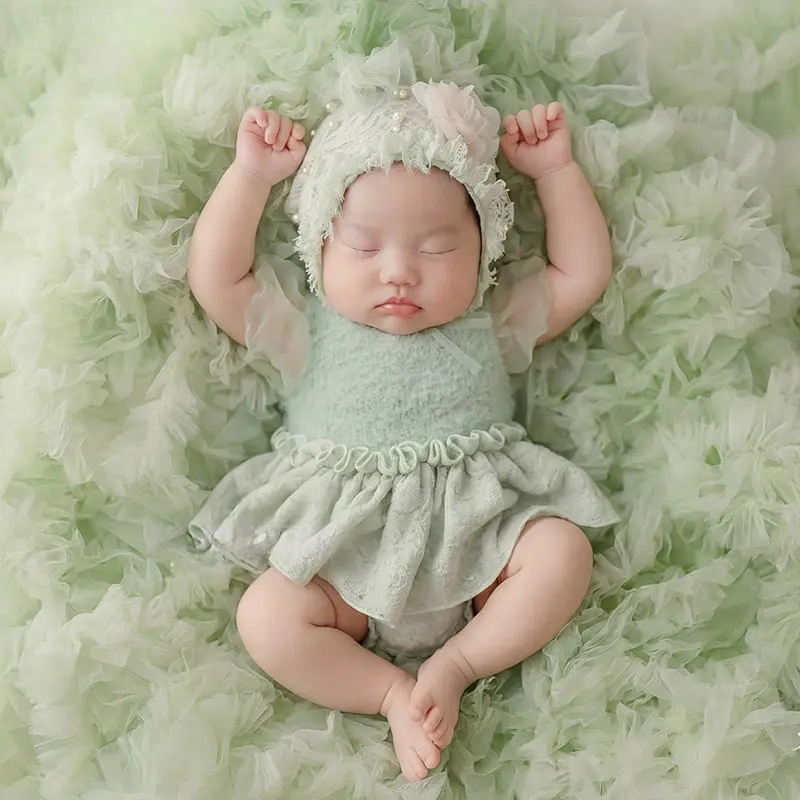 Green Lace Outfit Theme Set - Newborn Photography Props - Image 3